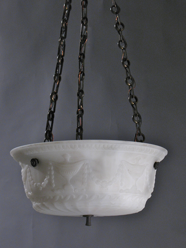 Neo Classical Cast Glass Inverted Dome with Lamp & Swag Design Detail